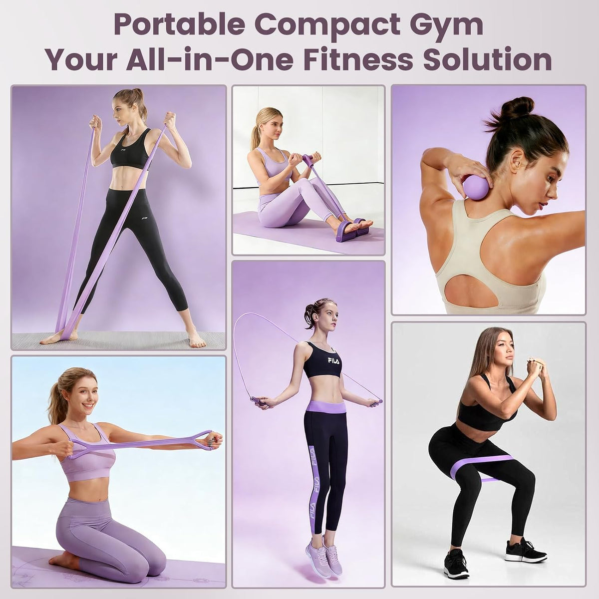 Home Workout Equipment for Women, Pedal Resistance Band with Handle Set