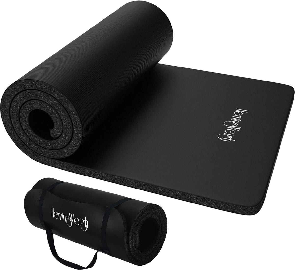 1 Inch Extra Thick Non Slip Yoga Mat - Exercise Mats for Home Workouts, Black (70"L x 23"W)