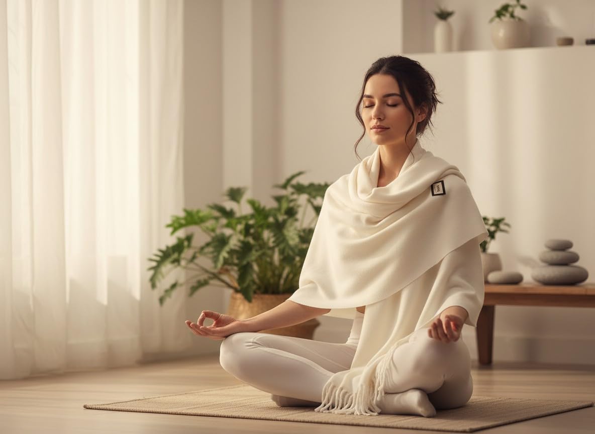 Wonderlist Tibetan Meditation Shawl Wool Handloom Oversize Throw Pure Wool Wrap Clothing Gift for Men Women