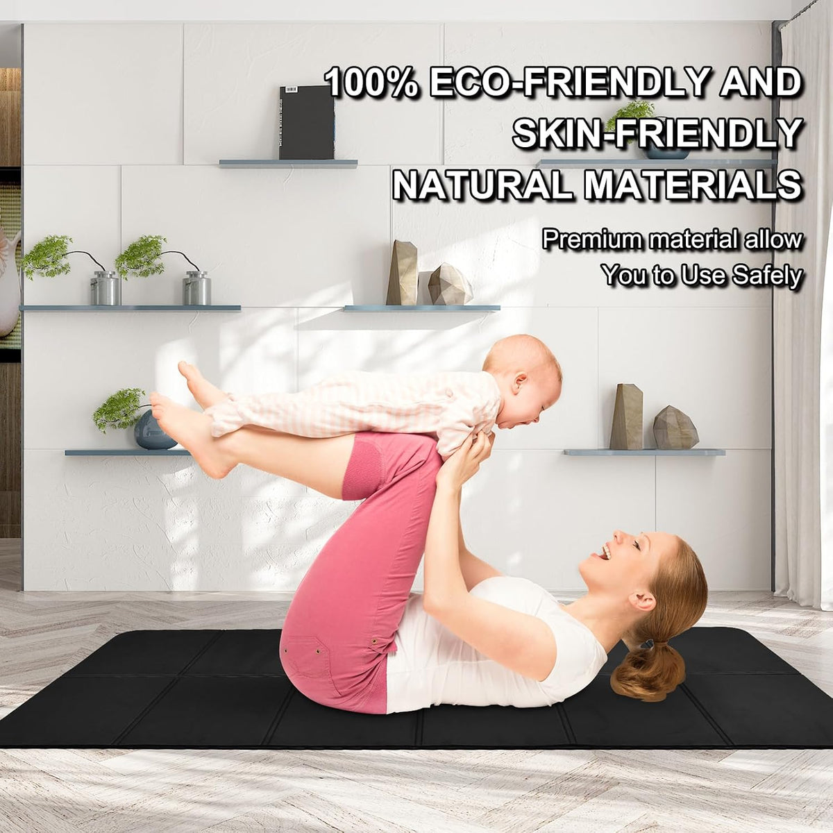 iodoo Foldable Yoga Mat 72" L x 32" W x 0.32 Inch Extra Thicked and Wided, Folding Yoga Mat for Travel with Canvas Carrying Bag, Non-Slip TPE Exercise Pilates Mat