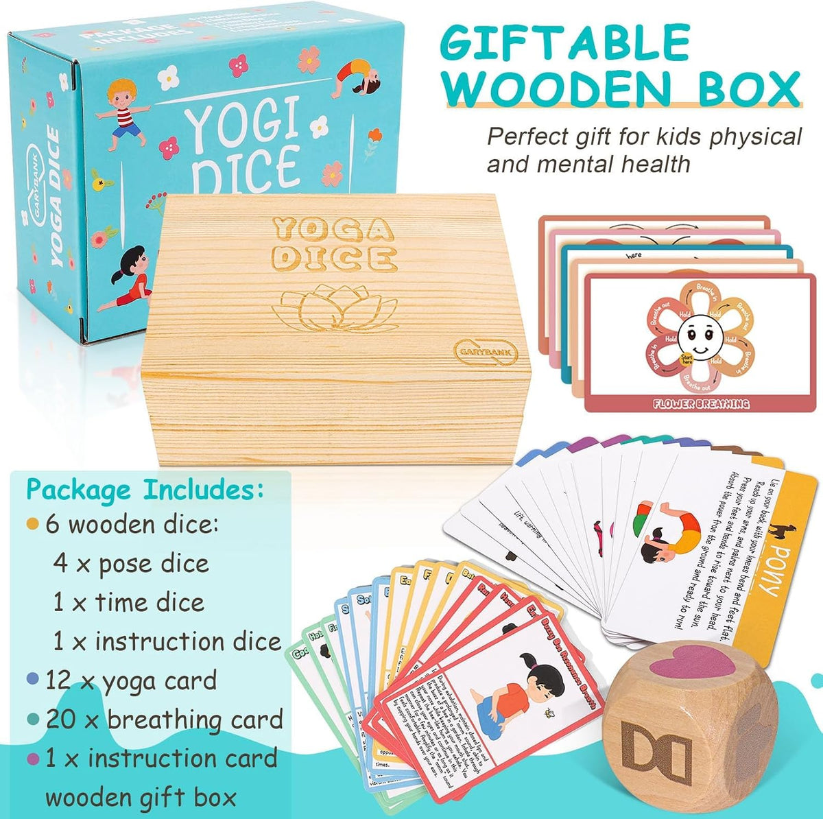 Kids Yoga Dice Set - Yoga Pose Practice Card Set for Kids