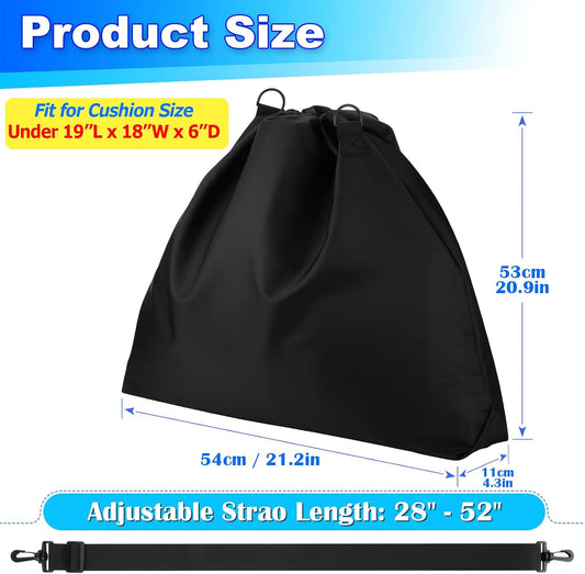 Travel Seat Cushion Carrying Bag Portable Memory Foam Cushion Storage Bag Chair Pad Organizer Drawstring Closure Bag with Adjustable Strap for Stadium Camping Beach Trip