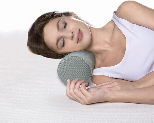 Cervical Neck Roll Pillow, Foam Round Bolster Pillow, Cylinder Pillows with Removable Washable Cover for Sleeping, Bed, Legs, Back, Yoga, Travel, Home, Office (Gray Style 2, 4.7inch H X 17inche L)
