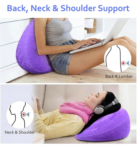 Inflatable Acid Reflux Pillow, Portable Pillow Wedges for Sleeping, Lap Desk Gaming Pillows for Travel, Multi-Functional Wedge Yoga Pillow for Reading, Laptop, Crocheting, Body Positioners