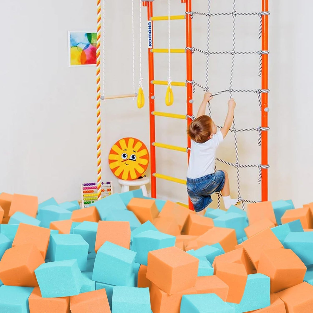 Foam Pit Blocks Foam Padding Sponge Pit Cubes Sponge Blocks for Amusement Park Gymnastics Freerunning and Parkour Courses - 24PCS 5" x 5" x 5" (Dark Blue)