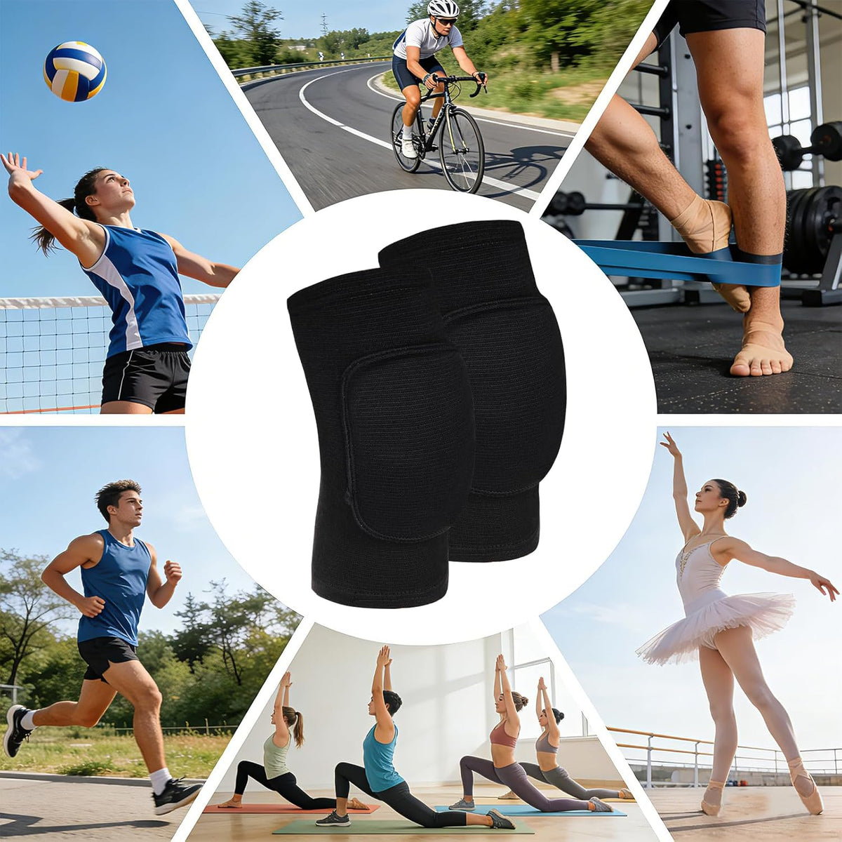 2 Pairs Knee Pads, Soft Breathable Knee Pads for Men Women Knees Protective, Knee Brace for Volleyball Football Basketball Cheerleading Dance Yoga Tennis Running Cycling Workout Climbing(Medium)