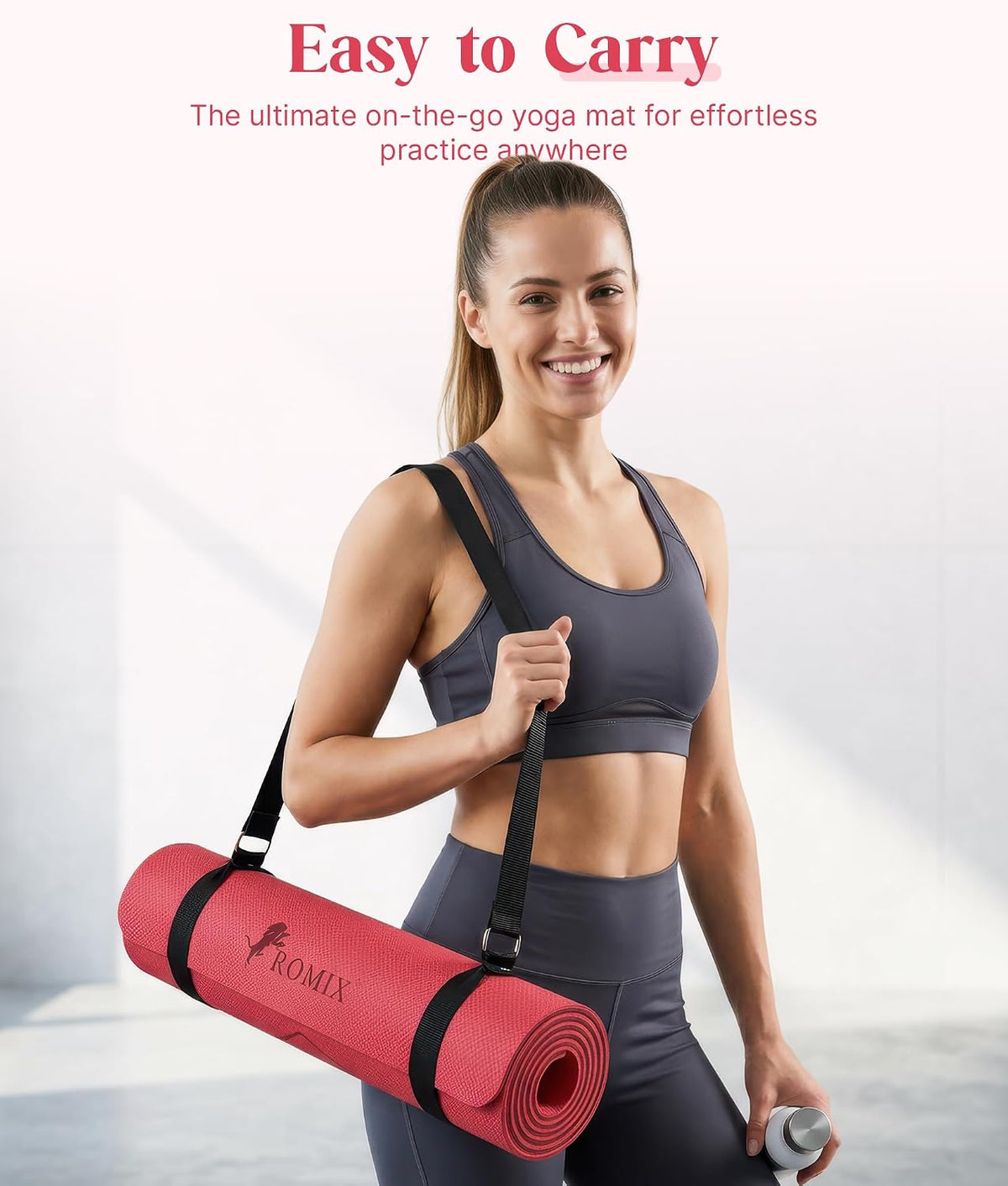 Pro Yoga Mat With Alignment Lines, 6Mm Thick Non-Slip Exercise Mat