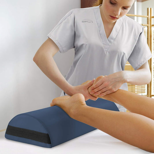 Jumbo Half Round Massage Table Bolster Under-Knee Pillow Pad - 26 x 9 x 4.5 Inch - Blue