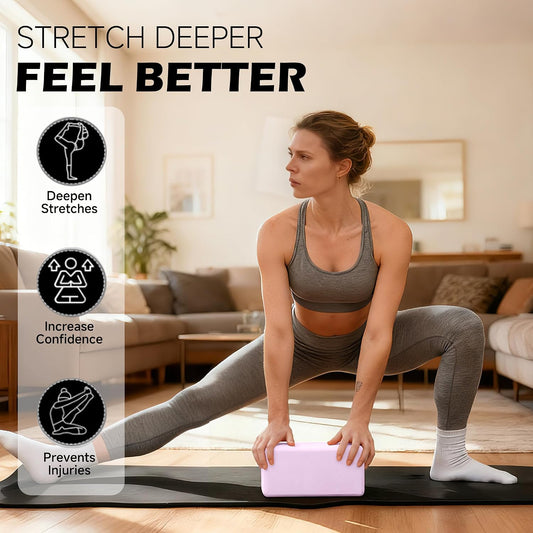 Yoga Blocks 2 Pack,Lightweight-High Density Eva Foam Soft Non-Slip for Yoga, Pilates, Meditation 9"×6"×3"