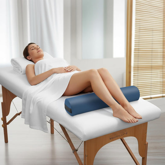 3/4 Round Massage Table Bolster Under-Knee Pillow Pad - 26 x 6 x 4-1/2 Inch - Blue