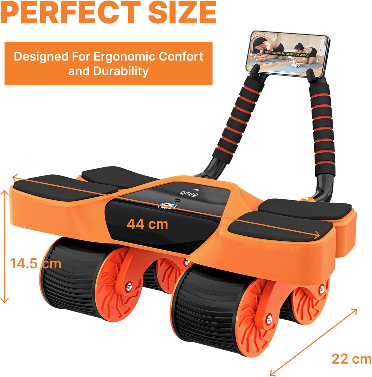 2026 New 4-Wheel Abdominal Roller with Elbow Support : Latest Upgraded High-Performance Exercise Machine With Automatic Rebound, Multi- layered Anti-Slip Design with Built-in Workout Tracker