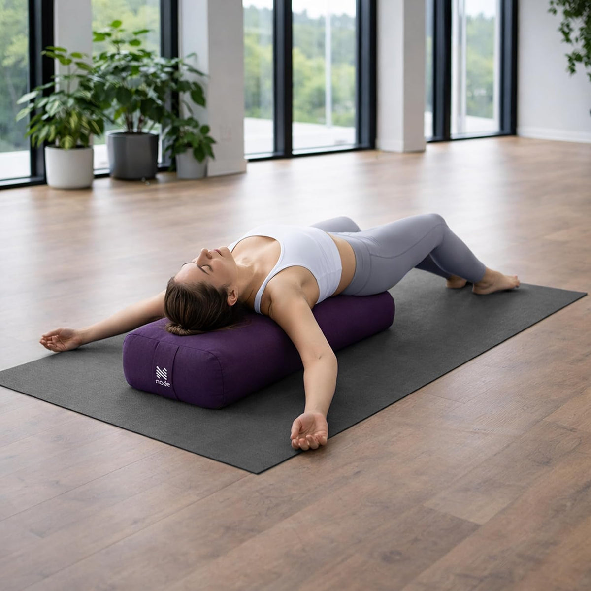 Yoga Meditation Cushion, 25" x 12" Rectangular Bolster with Organic Cotton Cover