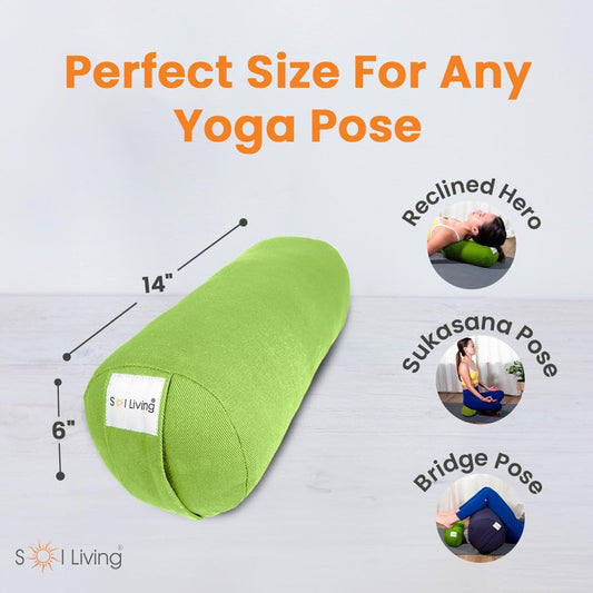 Cylindrical Yoga Bolster Meditation Pillow, Extra Firm Cotton