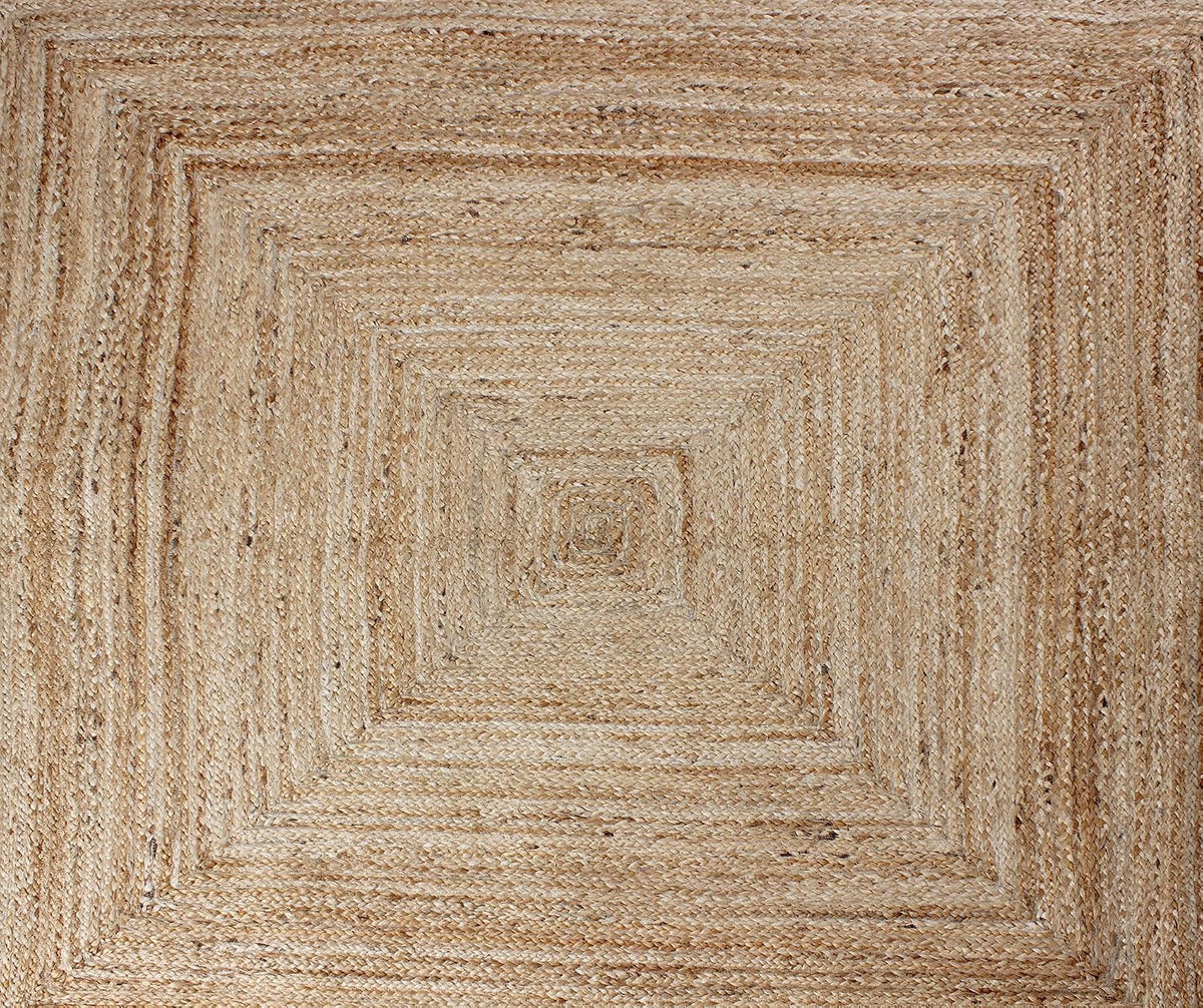 Scalloped Edge Kilim Rug 3' Square Rug Beige & Multicolor Cape Cod Design Carpet Thick 0.27 inches Hand Braided Jute Flatweave Indoor Outdoor Use Rugs for Bedroom, Kitche, Yoga Mat