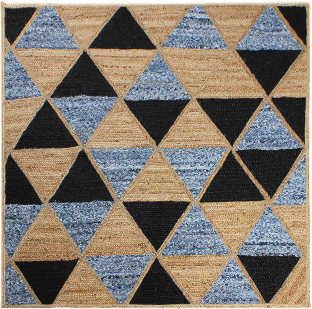 Scalloped Edge Kilim Rug 3' Square Rug Beige & Multicolor Cape Cod Design Carpet Thick 0.27 inches Hand Braided Jute Flatweave Indoor Outdoor Use Rugs for Bedroom, Kitche, Yoga Mat