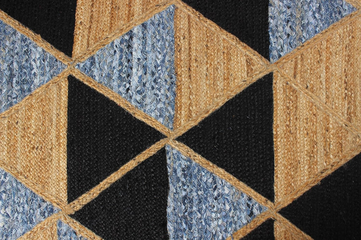 Scalloped Edge Kilim Rug 3' Square Rug Beige & Multicolor Cape Cod Design Carpet Thick 0.27 inches Hand Braided Jute Flatweave Indoor Outdoor Use Rugs for Bedroom, Kitche, Yoga Mat