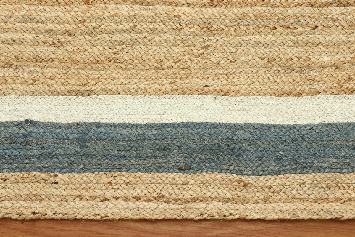 Scalloped Edge Kilim Rug 3' Square Rug Beige & Multicolor Cape Cod Design Carpet Thick 0.27 inches Hand Braided Jute Flatweave Indoor Outdoor Use Rugs for Bedroom, Kitche, Yoga Mat