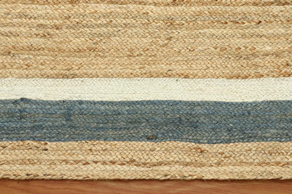 Scalloped Edge Kilim Rug 3' Square Rug Beige & Multicolor Cape Cod Design Carpet Thick 0.27 inches Hand Braided Jute Flatweave Indoor Outdoor Use Rugs for Bedroom, Kitche, Yoga Mat