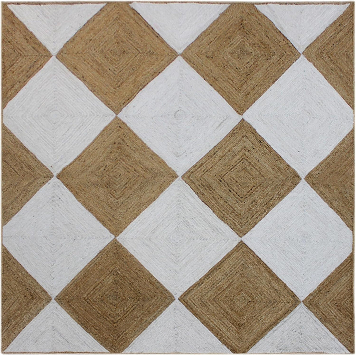 Scalloped Edge Kilim Rug 3' Square Rug Beige & Multicolor Cape Cod Design Carpet Thick 0.27 inches Hand Braided Jute Flatweave Indoor Outdoor Use Rugs for Bedroom, Kitche, Yoga Mat