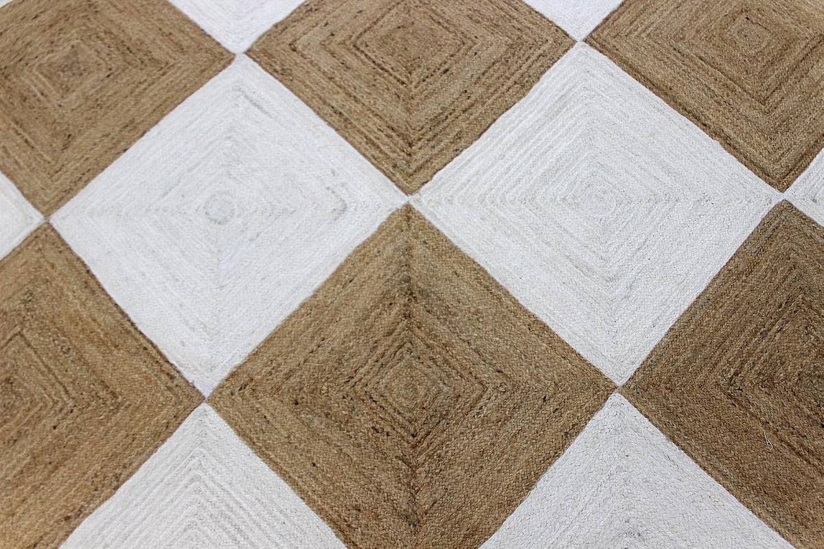 Scalloped Edge Kilim Rug 3' Square Rug Beige & Multicolor Cape Cod Design Carpet Thick 0.27 inches Hand Braided Jute Flatweave Indoor Outdoor Use Rugs for Bedroom, Kitche, Yoga Mat