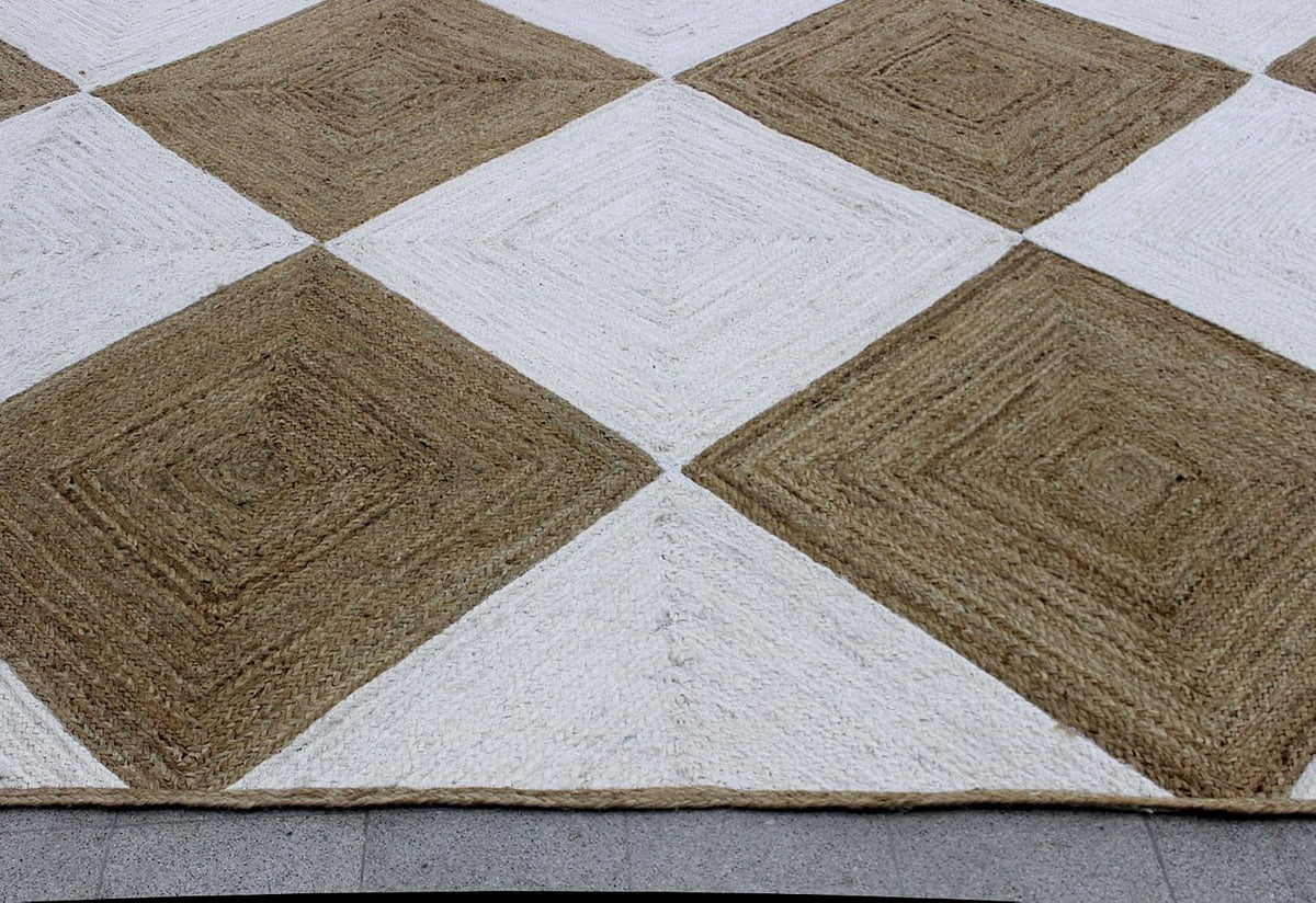 Scalloped Edge Kilim Rug 3' Square Rug Beige & Multicolor Cape Cod Design Carpet Thick 0.27 inches Hand Braided Jute Flatweave Indoor Outdoor Use Rugs for Bedroom, Kitche, Yoga Mat