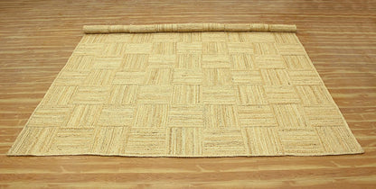 Scalloped Edge Kilim Rug 3' Square Rug Beige & Multicolor Cape Cod Design Carpet Thick 0.27 inches Hand Braided Jute Flatweave Indoor Outdoor Use Rugs for Bedroom, Kitche, Yoga Mat