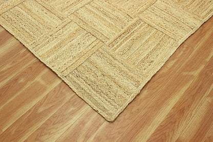 Scalloped Edge Kilim Rug 3' Square Rug Beige & Multicolor Cape Cod Design Carpet Thick 0.27 inches Hand Braided Jute Flatweave Indoor Outdoor Use Rugs for Bedroom, Kitche, Yoga Mat
