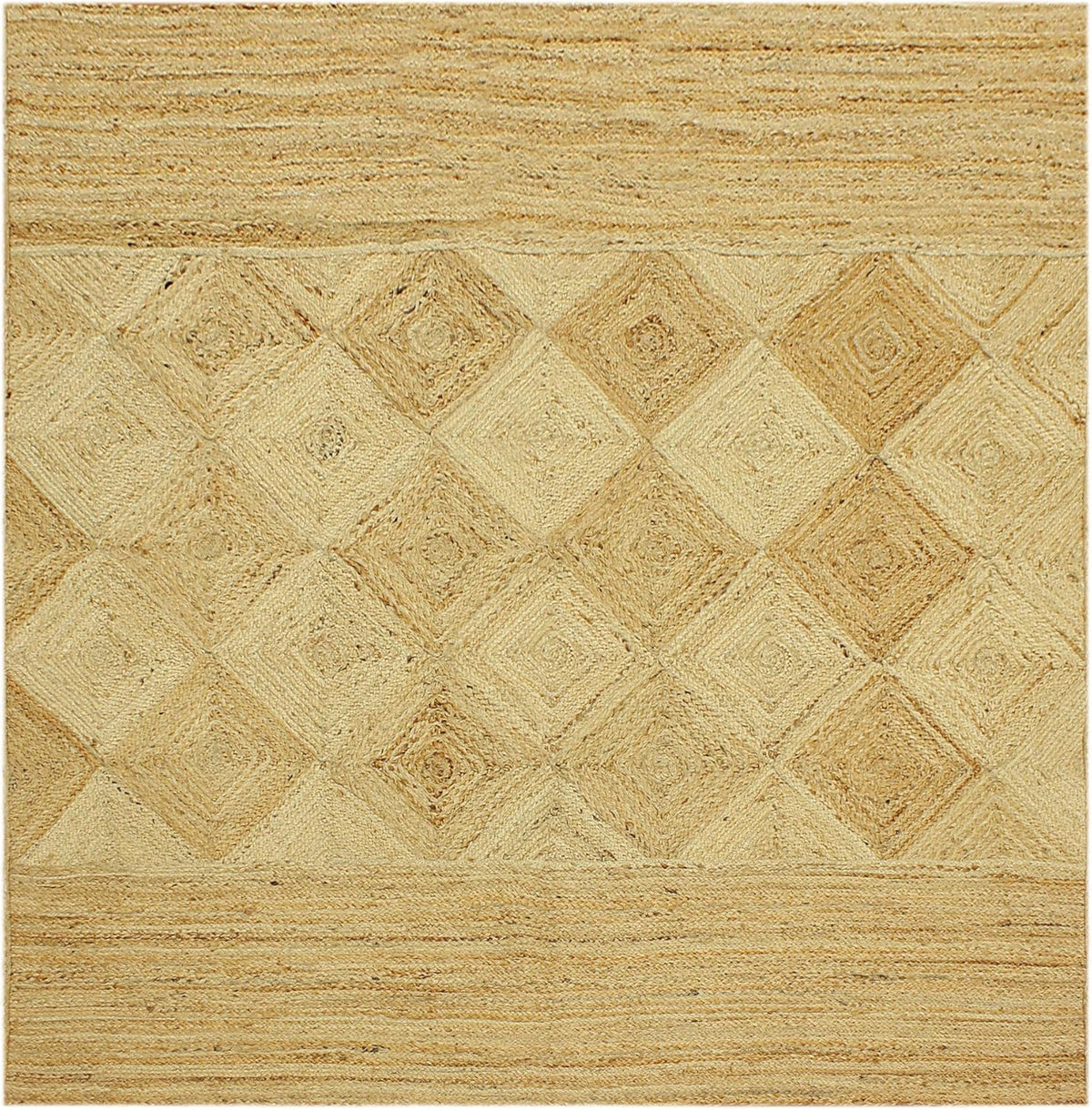 Scalloped Edge Kilim Rug 3' Square Rug Beige & Multicolor Cape Cod Design Carpet Thick 0.27 inches Hand Braided Jute Flatweave Indoor Outdoor Use Rugs for Bedroom, Kitche, Yoga Mat