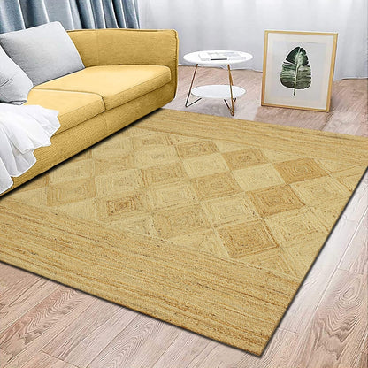 Scalloped Edge Kilim Rug 3' Square Rug Beige & Multicolor Cape Cod Design Carpet Thick 0.27 inches Hand Braided Jute Flatweave Indoor Outdoor Use Rugs for Bedroom, Kitche, Yoga Mat