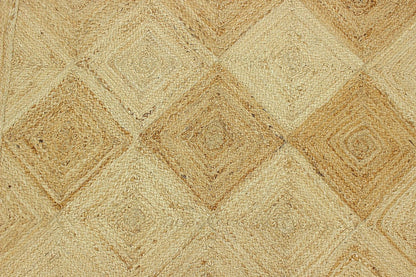 Scalloped Edge Kilim Rug 3' Square Rug Beige & Multicolor Cape Cod Design Carpet Thick 0.27 inches Hand Braided Jute Flatweave Indoor Outdoor Use Rugs for Bedroom, Kitche, Yoga Mat