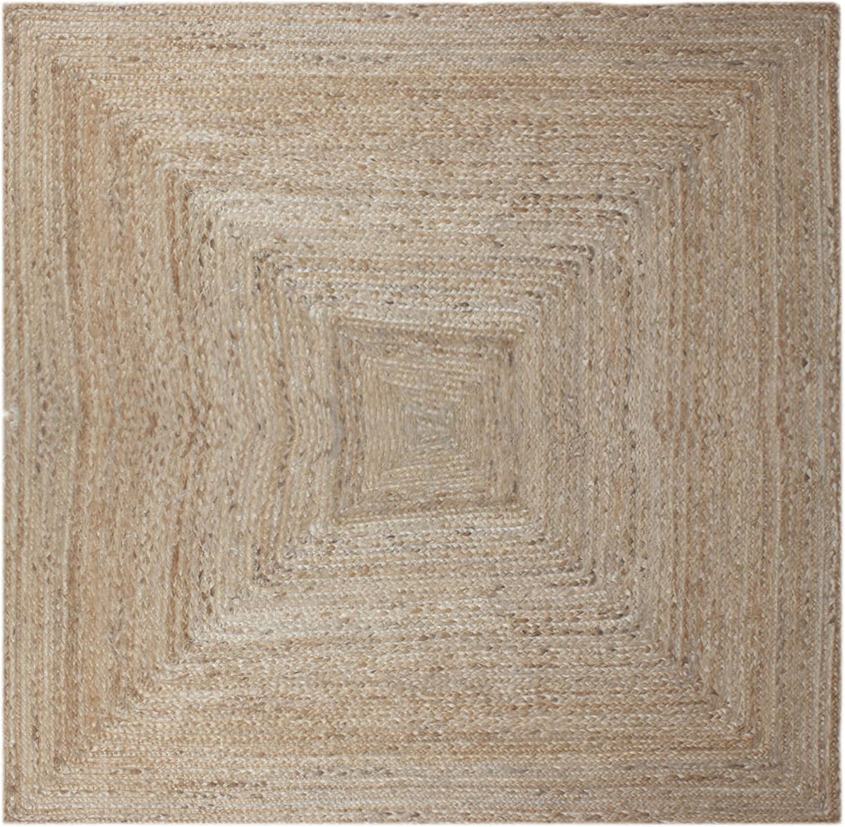 Scalloped Edge Kilim Rug 3' Square Rug Beige & Multicolor Cape Cod Design Carpet Thick 0.27 inches Hand Braided Jute Flatweave Indoor Outdoor Use Rugs for Bedroom, Kitche, Yoga Mat