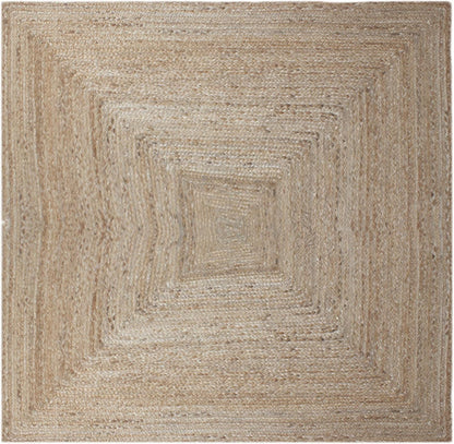 Scalloped Edge Kilim Rug 3' Square Rug Beige & Multicolor Cape Cod Design Carpet Thick 0.27 inches Hand Braided Jute Flatweave Indoor Outdoor Use Rugs for Bedroom, Kitche, Yoga Mat