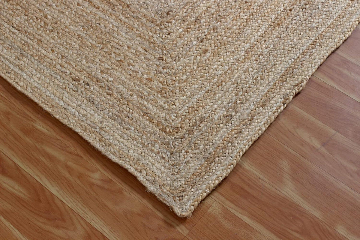 Scalloped Edge Kilim Rug 3' Square Rug Beige & Multicolor Cape Cod Design Carpet Thick 0.27 inches Hand Braided Jute Flatweave Indoor Outdoor Use Rugs for Bedroom, Kitche, Yoga Mat