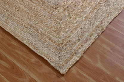 Scalloped Edge Kilim Rug 3' Square Rug Beige & Multicolor Cape Cod Design Carpet Thick 0.27 inches Hand Braided Jute Flatweave Indoor Outdoor Use Rugs for Bedroom, Kitche, Yoga Mat