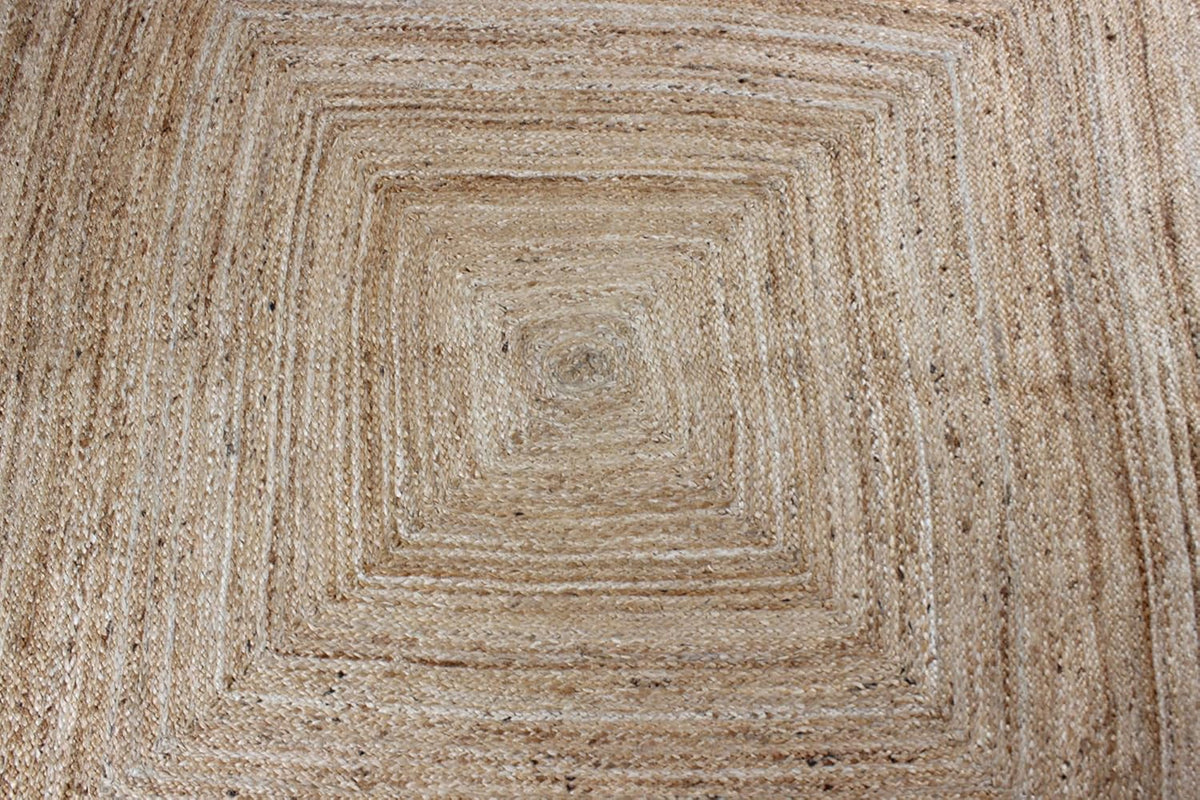 Scalloped Edge Kilim Rug 3' Square Rug Beige & Multicolor Cape Cod Design Carpet Thick 0.27 inches Hand Braided Jute Flatweave Indoor Outdoor Use Rugs for Bedroom, Kitche, Yoga Mat