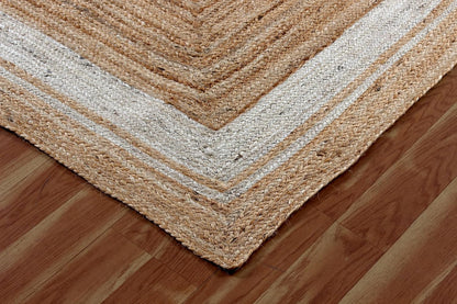Scalloped Edge Kilim Rug 3' Square Rug Beige & Multicolor Cape Cod Design Carpet Thick 0.27 inches Hand Braided Jute Flatweave Indoor Outdoor Use Rugs for Bedroom, Kitche, Yoga Mat