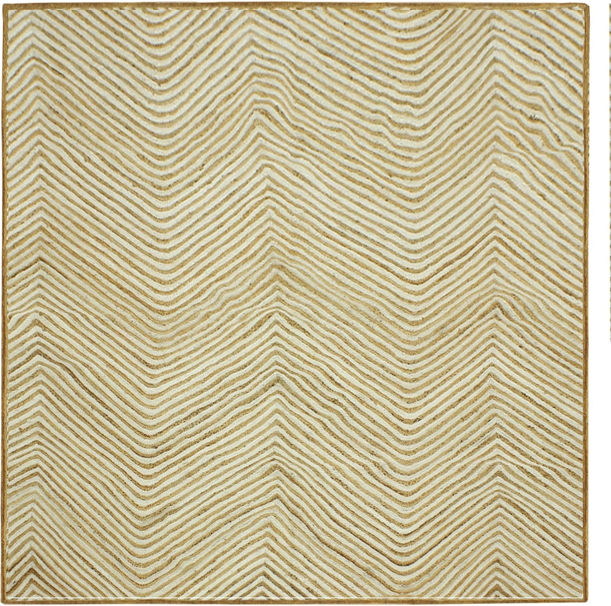 Scalloped Edge Kilim Rug 3' Square Rug Beige & Multicolor Cape Cod Design Carpet Thick 0.27 inches Hand Braided Jute Flatweave Indoor Outdoor Use Rugs for Bedroom, Kitche, Yoga Mat