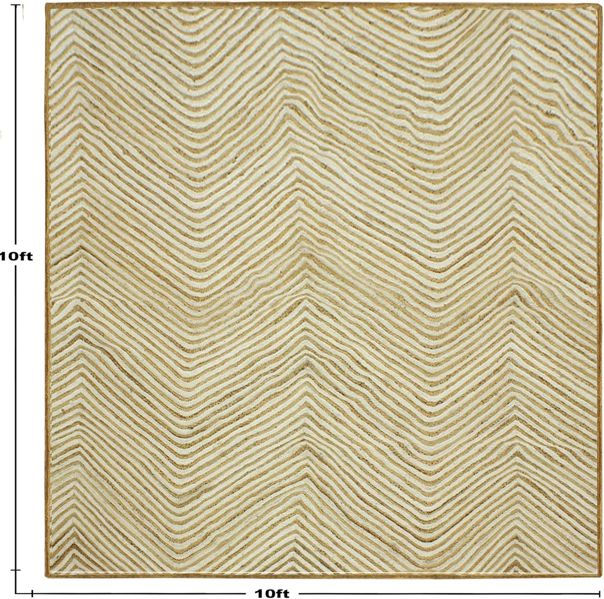 Scalloped Edge Kilim Rug 3' Square Rug Beige & Multicolor Cape Cod Design Carpet Thick 0.27 inches Hand Braided Jute Flatweave Indoor Outdoor Use Rugs for Bedroom, Kitche, Yoga Mat