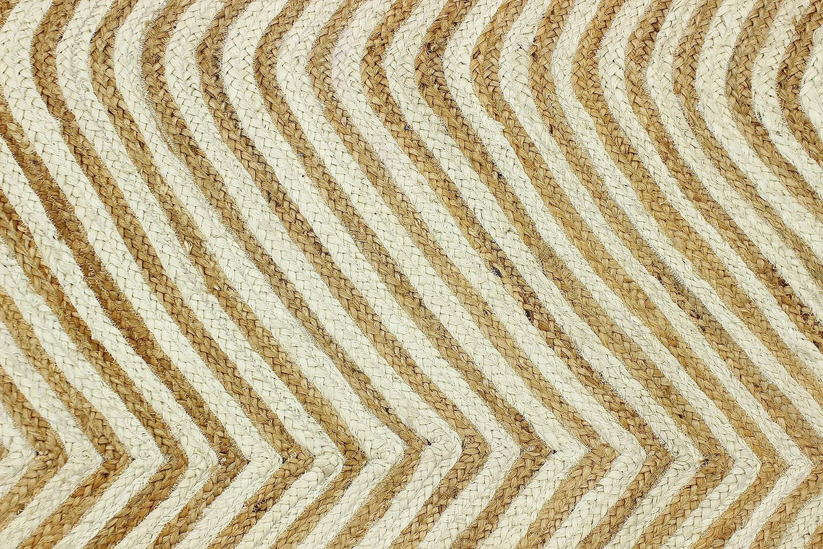 Scalloped Edge Kilim Rug 3' Square Rug Beige & Multicolor Cape Cod Design Carpet Thick 0.27 inches Hand Braided Jute Flatweave Indoor Outdoor Use Rugs for Bedroom, Kitche, Yoga Mat