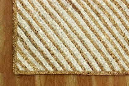 Scalloped Edge Kilim Rug 3' Square Rug Beige & Multicolor Cape Cod Design Carpet Thick 0.27 inches Hand Braided Jute Flatweave Indoor Outdoor Use Rugs for Bedroom, Kitche, Yoga Mat