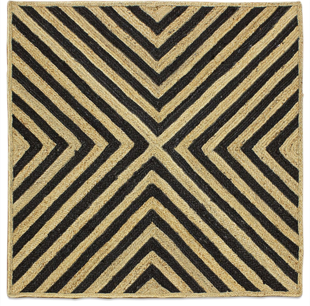 Scalloped Edge Kilim Rug 3' Square Rug Beige & Multicolor Cape Cod Design Carpet Thick 0.27 inches Hand Braided Jute Flatweave Indoor Outdoor Use Rugs for Bedroom, Kitche, Yoga Mat