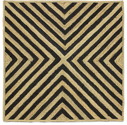 Scalloped Edge Kilim Rug 3' Square Rug Beige & Multicolor Cape Cod Design Carpet Thick 0.27 inches Hand Braided Jute Flatweave Indoor Outdoor Use Rugs for Bedroom, Kitche, Yoga Mat