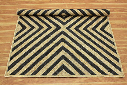 Scalloped Edge Kilim Rug 3' Square Rug Beige & Multicolor Cape Cod Design Carpet Thick 0.27 inches Hand Braided Jute Flatweave Indoor Outdoor Use Rugs for Bedroom, Kitche, Yoga Mat
