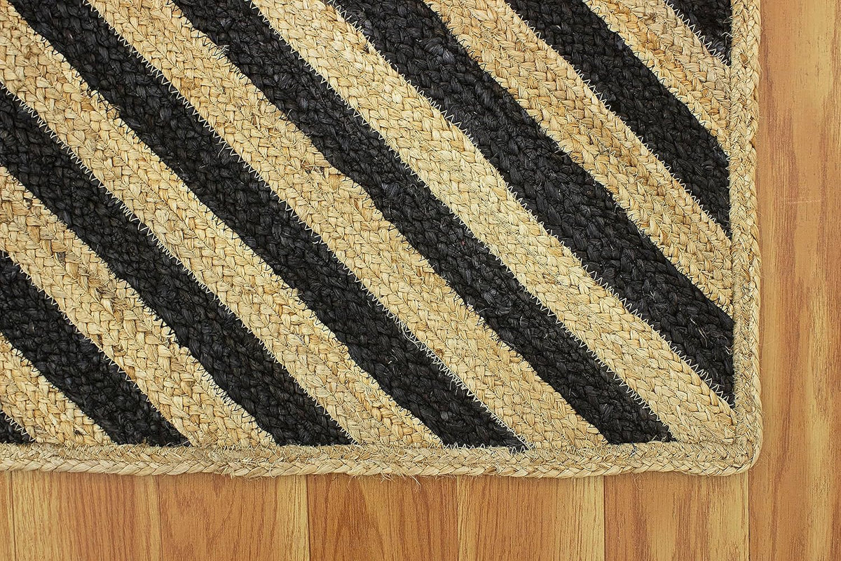 Scalloped Edge Kilim Rug 3' Square Rug Beige & Multicolor Cape Cod Design Carpet Thick 0.27 inches Hand Braided Jute Flatweave Indoor Outdoor Use Rugs for Bedroom, Kitche, Yoga Mat