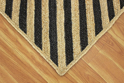 Scalloped Edge Kilim Rug 3' Square Rug Beige & Multicolor Cape Cod Design Carpet Thick 0.27 inches Hand Braided Jute Flatweave Indoor Outdoor Use Rugs for Bedroom, Kitche, Yoga Mat