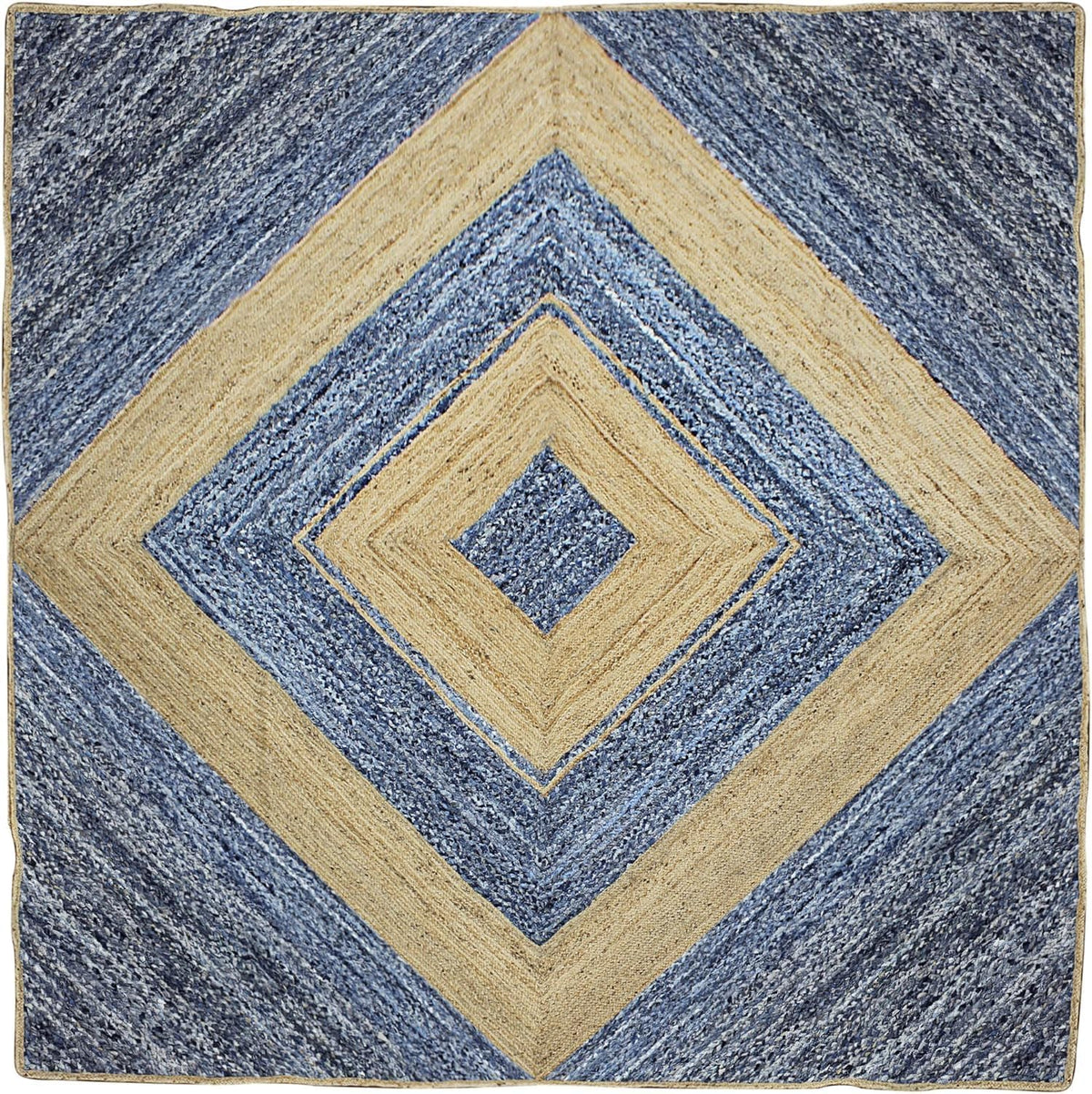 Scalloped Edge Kilim Rug 3' Square Rug Beige & Multicolor Cape Cod Design Carpet Thick 0.27 inches Hand Braided Jute Flatweave Indoor Outdoor Use Rugs for Bedroom, Kitche, Yoga Mat