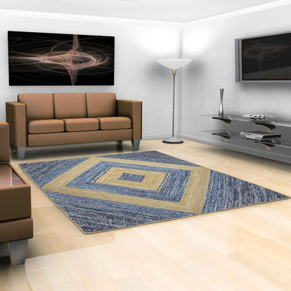 Scalloped Edge Kilim Rug 3' Square Rug Beige & Multicolor Cape Cod Design Carpet Thick 0.27 inches Hand Braided Jute Flatweave Indoor Outdoor Use Rugs for Bedroom, Kitche, Yoga Mat