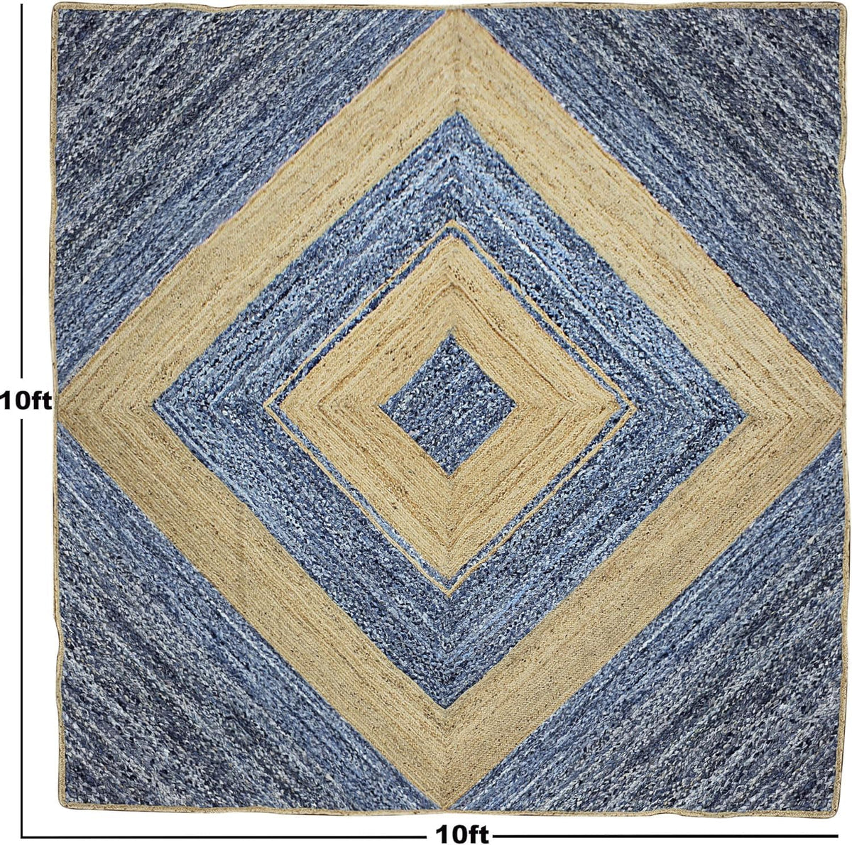Scalloped Edge Kilim Rug 3' Square Rug Beige & Multicolor Cape Cod Design Carpet Thick 0.27 inches Hand Braided Jute Flatweave Indoor Outdoor Use Rugs for Bedroom, Kitche, Yoga Mat