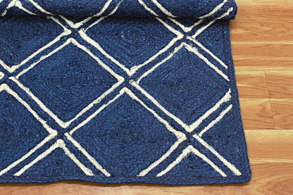 Scalloped Edge Kilim Rug 3' Square Rug Beige & Multicolor Cape Cod Design Carpet Thick 0.27 inches Hand Braided Jute Flatweave Indoor Outdoor Use Rugs for Bedroom, Kitche, Yoga Mat