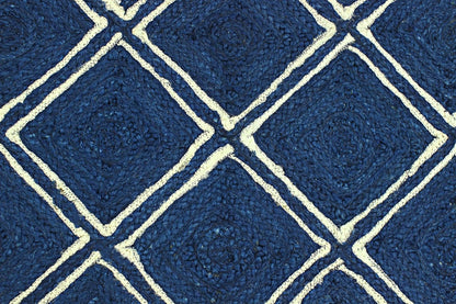 Scalloped Edge Kilim Rug 3' Square Rug Beige & Multicolor Cape Cod Design Carpet Thick 0.27 inches Hand Braided Jute Flatweave Indoor Outdoor Use Rugs for Bedroom, Kitche, Yoga Mat